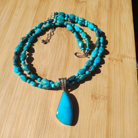 Jay King DTR Mine Finds Two Strand Turquoise Necklace with Pendant 925 Sterling - Picture 12 of 12